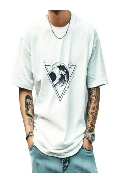 COZYWEAR Oversized Printed white t-shirt