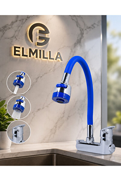 elmilla Duvardan Oynar Boru Başlıklı Mutfak Ve Lavabo Bataryası Yandan Aplike...
