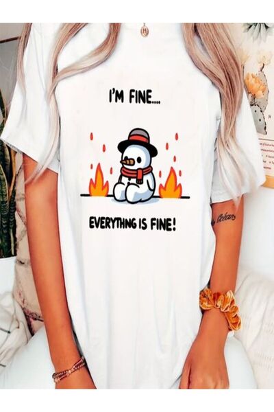 vorena تي شيرت مطبوع عليه I'm Fine مقاس كبير