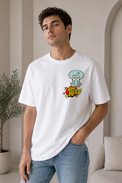 FANA Spongebob Hero Funny Spongebob Printed Unisex 100% Cotton Oversize T-Shi...