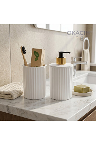 okacih Striped Countertop Soap Dispenser Set - Luxury Liquid Soap Dispenser a...