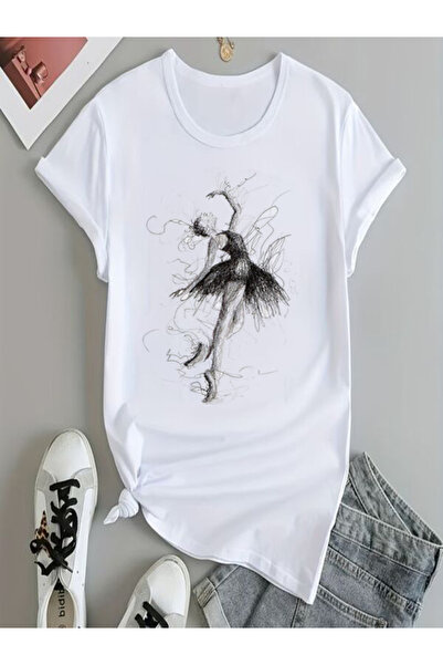 COZYWEAR Artistic Printed White Oversize T-Shirt