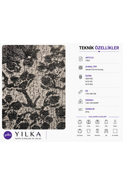 YILKA Çiçek Desenli Jakar Örme Kumaş Viskon Karışımlı Premium Kumaş