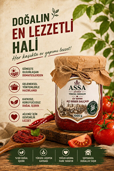 ASSA ANTEP YÖRESEL Antep Acı Biber Salça 1 Kg - Doğal - Taze