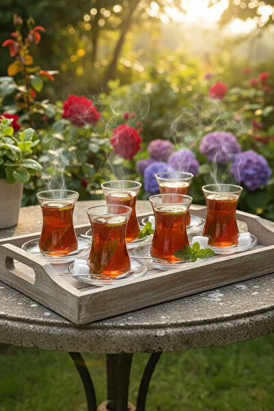 LAV Ajda 6-Piece Glass Tea Cups – Stylish and Classic Tea Cups 165 ml
