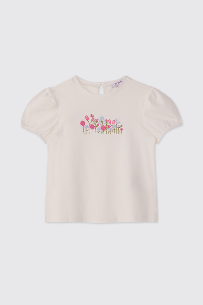 Panço Baby Girl Short Sleeve Ecru T-Shirt