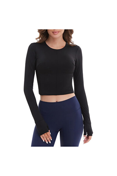 OEM Tricou Sport de Damă Fitness Mânecă Lungă Respirabil Negru XL