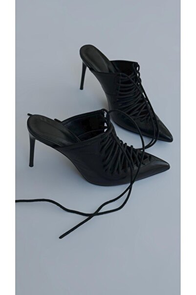 Naz Luxury Shoes LİXA HAKİKİ DERİ TOPUKLU TERLİK SİYAH