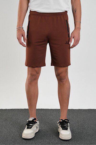 Shooter Sportswear شورت قطني للرجال بقصة عادية مع جيوب بسحاب