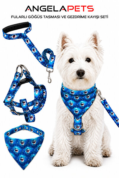 Angelapets Adjustable Scarf, Chest Harness and Travel Strap Set of 3