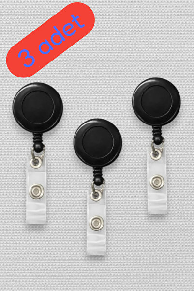 MİLLENEX Siyah 3 lü Klips Kart Tutucu Buton Yoyo Kimlik Kart Makarası Yoyo Ka...