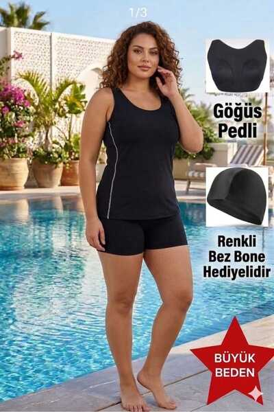 aydenahome Aykum Büyük Beden Tankini Mikrolu Likra ( Iç Kısmına Dikili Göğüs ...