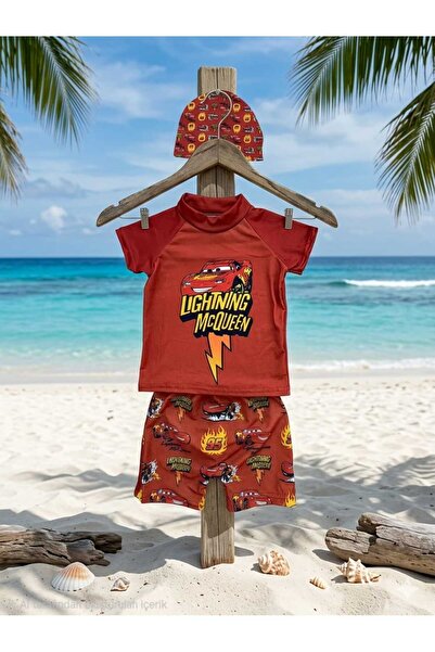 CHİCKİDSWEAR Boys' Short Sleeve Uv50+ Swim Set 3 Pieces