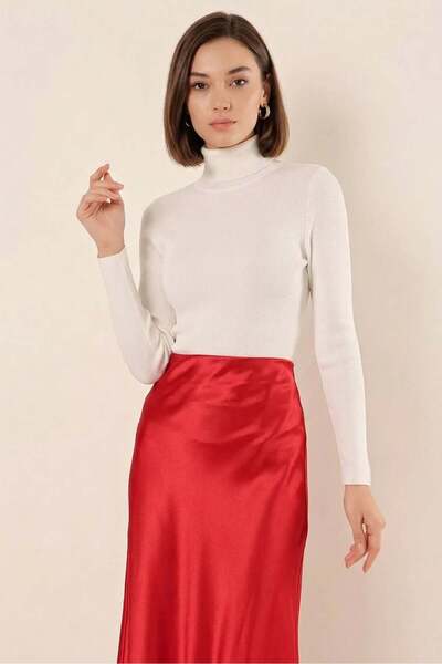 Generic Brand Women's Turtleneck Knitwear White Sweater