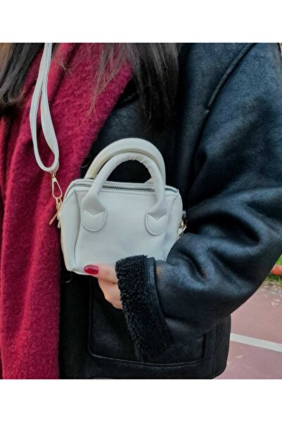 AYSHEES ASEL Kadın Mini Boy Çıkarılabilir Ve Ayarlanabilir Askılı Krem Çanta
