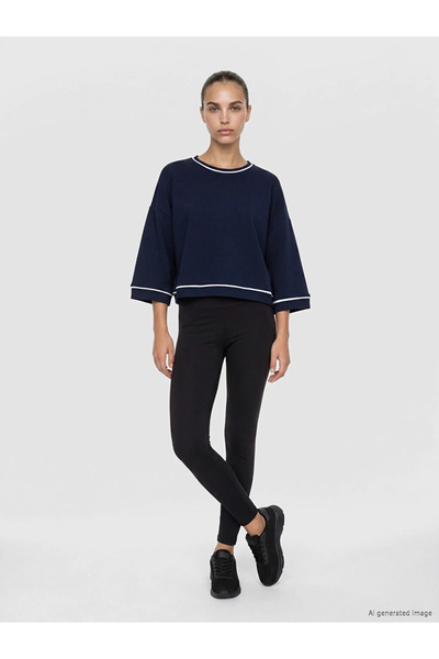 LC Waikiki Navy Blue Soft Touch Women's Sports Sweatshirt