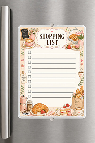 Ficksy Alışveriş Listesi - A5 - Mıknatıslı - PVC - Buzdolabı Notluk & Masaüst...