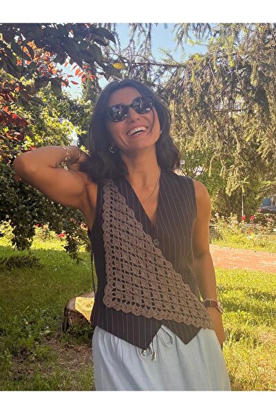 Merishe Jewerly Merishe Crochet Anthracite Bandana with Mussel Pattern Hand K...