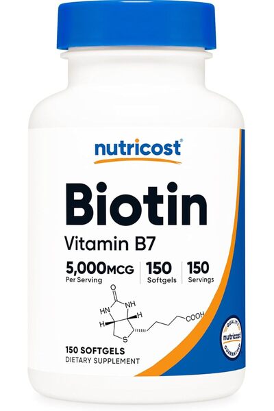 Nutricost Biotin (5,000mcg) 150 Softgels - Vitamin B7 - Gluten Free, Non-GMO