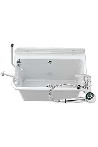 Granitan Set chiuveta si robinet, Granitan, 21cm, Alb