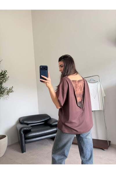Bade Butik Coffee Back Lace T-Shirt