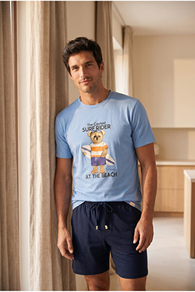 Katia&Bony Men's the Coolest Surf Driver Blue Shorts Set