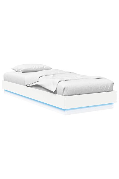 vidaxl Cadru de pat cu LED Alb 80 x 200 cm Lemn prelucrat