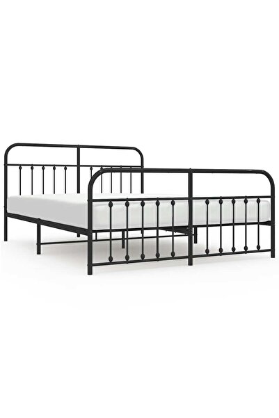 vidaxl Cadru pat metalic cu tăblii de cap/picioare, negru, 183x213 cm