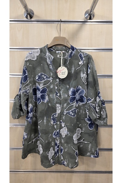 Park Moda Cămașă italiană 100% bumbac cu imprimeu floral