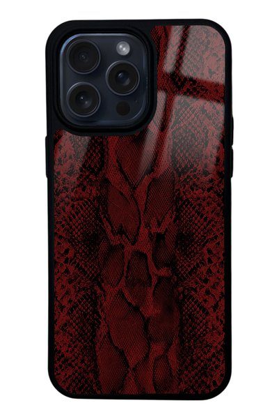 Spoyi iPhone 14 Pro Max Red Leather Design Glossy Phone Case