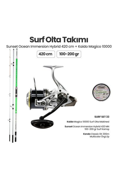 Sunset Ocean Immersion Hybrid 420 MN Surf Kamışı - Kaido Magico 10000 Surf Set 33