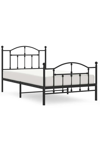 vidaxl Cadru pat metalic cu tăblii de cap/picioare, negru, 100x190 cm