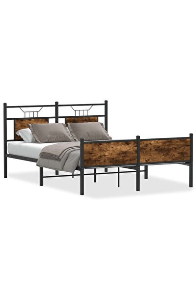 vidaxl Cadru pat fără saltea stejar fumuriu 140x200 cm lemn prelucrat