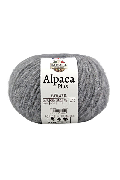 Etrofil Alpaca Plus pređa za pletenje granitno siva 55% organska vuna 20% beb...