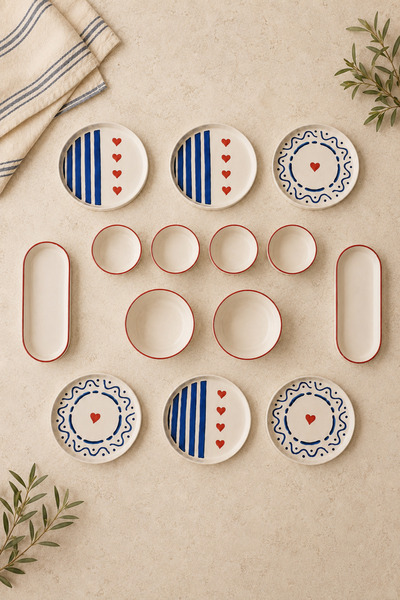 Tutku Home Blue Kalp 14 Parça 6 Kişilik Kahvaltı Takımı