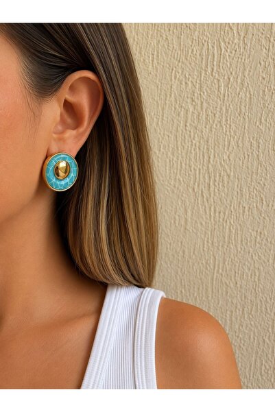Nilsu Aksesuar Pearlescent Gold Detailed Women's Earrings