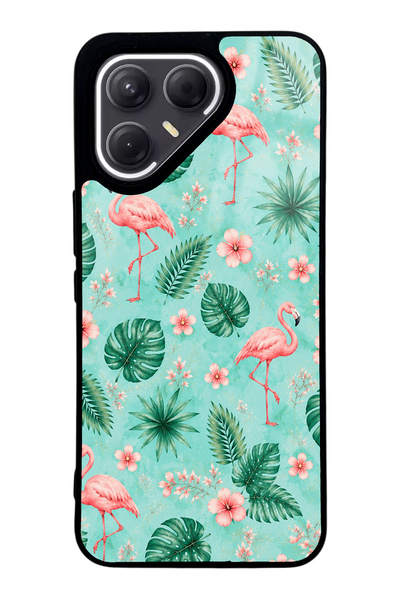 Spoyi Tecno Pova 7 Pro Tropical Flamingo Design Glossy Phone Case