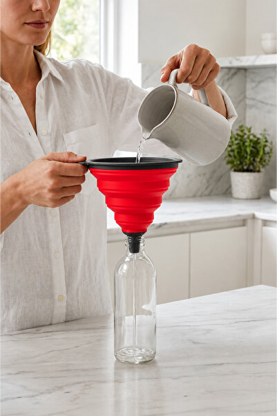 Mutfak Köşesi Foldable Silicone Funnel Accordion Design Liquid and Food Trans...