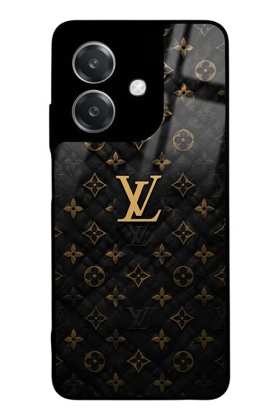 Spoyi حافظة هاتف لامعة بتصميم LV باللون الأسود والذهبي لهاتف أوبو A3