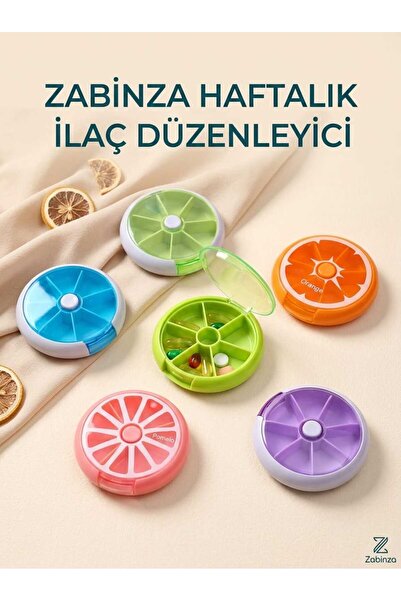 zabinza Haftalık İlaç Düzenleyici - Pratik Limon Tasarımlı 7 Bölmeli İlaç ve ...