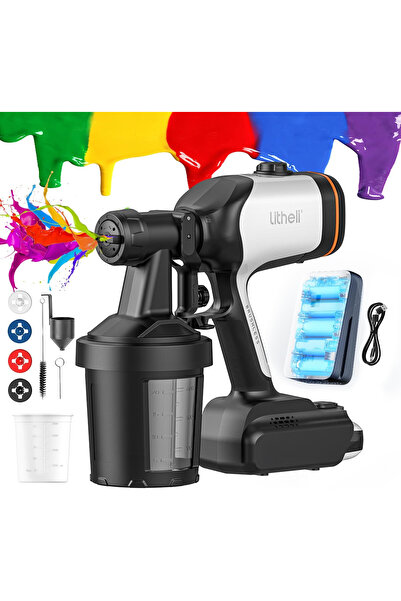 LiTHELi Pistol electric de vopsit HVLP cu baterie 4Ah, motor fara perii, 3 mo...