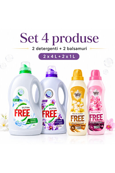 FREE Set 4 Produse pentru Rufe, Ultra Alpine White 4 L, Ultra Orhidee 4 L, Go...