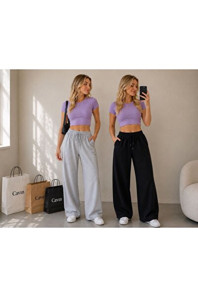 JEX LİFE 2 BUCĂȚI PANTALONI DE TRENING CU TIV PLAT, NEGRU GRI