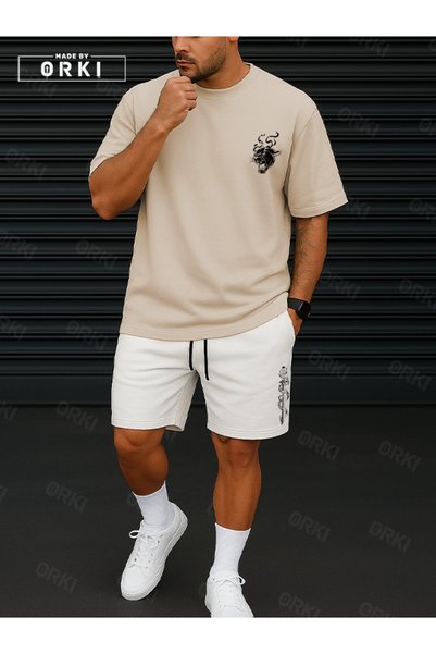 EFFRENATU Crazy Tiger Printed Plus Size Unisex Oversize T-Shirt Shorts Set
