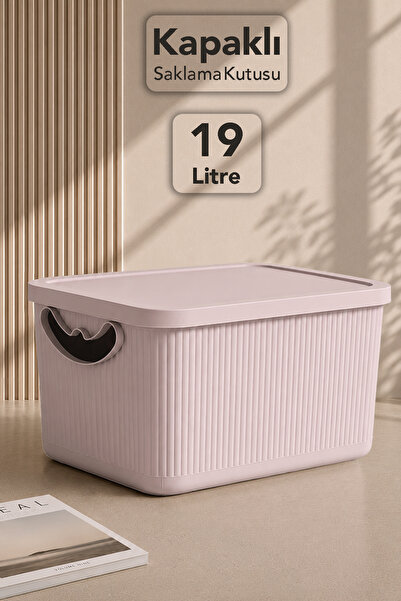 Meleni Home Cutie de depozitare cu capac de 19 litri - Organizator decorativ ...