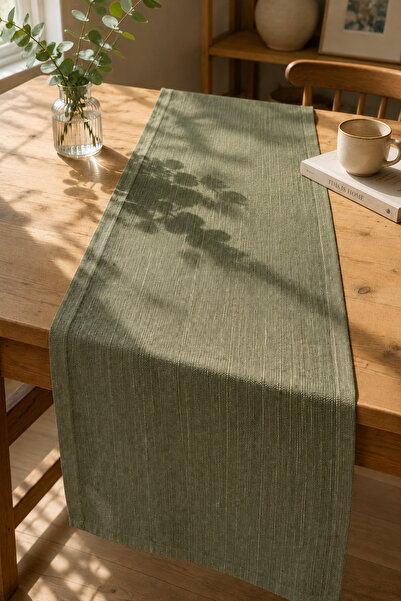 Typoniq Attitude Included Terra Premium Keten Görünümlü Haki Runner 40x140 cm