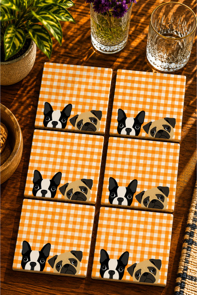 JHAAR Dog Design Modern 6-Piece Set Coasters - Uv Printing Mdf - 10X10 cm