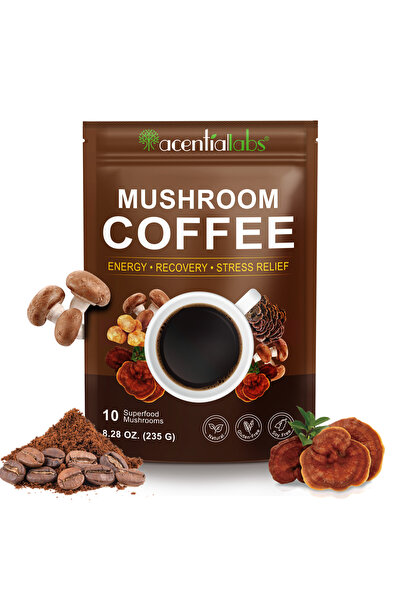 ACENTIALLABS Mushroom Coffee – Cafea cu 10 Ciuperci Superfood | Reishi, Cordy...