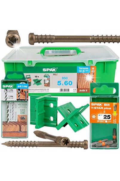 ABC SPAX Set de șuruburi pentru scânduri de terasă 5x60MM A2 auriu antichizat...