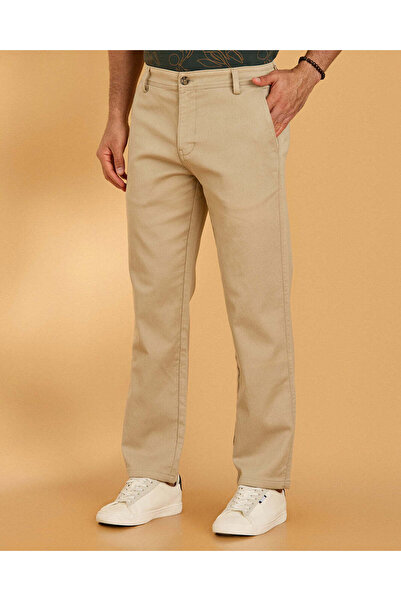 REDTAG Men Beige 5-Pocket Straight Fit Denim Jeans